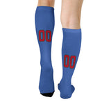 Custom Sky Blue Red Knee-High Sock
