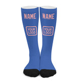 Custom Sky Blue Light Pink Knee-High Sock