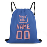 Custom Sky Blue Light Pink Drawstring Bag