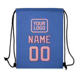 Custom Sky Blue Light Pink Drawstring Bag