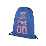 Custom Sky Blue Light Pink Drawstring Bag