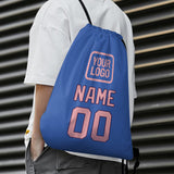 Custom Sky Blue Light Pink Drawstring Bag