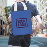Custom Sky Blue Light Pink Canvas Tote Bag