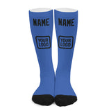 Custom Sky Blue Black Knee-High Sock
