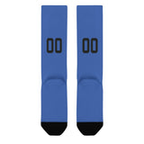 Custom Sky Blue Black Knee-High Sock