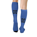 Custom Sky Blue Black Knee-High Sock