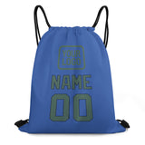 Custom Sky Blue Blue Green Drawstring Bag
