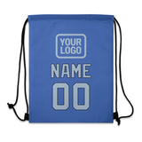 Custom Sky Blue Light Blue Drawstring Bag