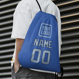 Custom Sky Blue Light Blue Drawstring Bag