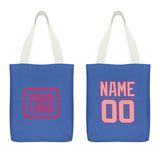 Custom Sky Blue Light Pink Canvas Tote Bag