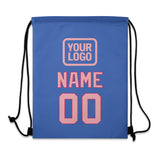 Custom Sky Blue Light Pink Drawstring Bag