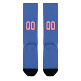 Custom Sky Blue Light Pink Knee-High Sock