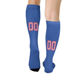 Custom Sky Blue Light Pink Knee-High Sock