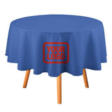 Custom Sky Blue Orange Red Round Table Cloth
