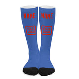 Custom Sky Blue Orange Red Knee-High Sock