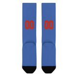Custom Sky Blue Orange Red Knee-High Sock