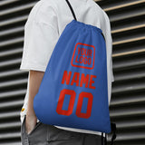 Custom Sky Blue Orange Red Drawstring Bag