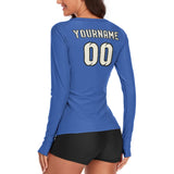 Custom Sky Blue Cream Women's Long-Sleeve Shirt