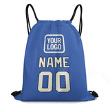 Custom Sky Blue Cream Drawstring Bag