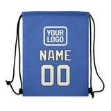 Custom Sky Blue Cream Drawstring Bag