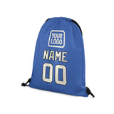 Custom Sky Blue Cream Drawstring Bag