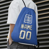 Custom Sky Blue Cream Drawstring Bag