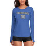 Custom Sky Blue Gray Women's Long-Sleeve Shirt