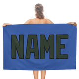 Custom Sky Blue Dark Green Beach Towel