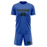 Custom Sky Blue Dark Green Soccer Jersey