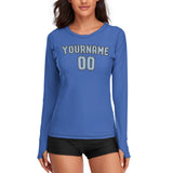 Custom Sky Blue Light Blue Women's Long-Sleeve Shirt