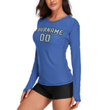 Custom Sky Blue Light Blue Women's Long-Sleeve Shirt