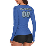 Custom Sky Blue Light Blue Women's Long-Sleeve Shirt