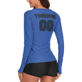 Custom Sky Blue Blue Women's Long-Sleeve Shirt