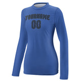 Custom Sky Blue Blue Women's Long-Sleeve Shirt