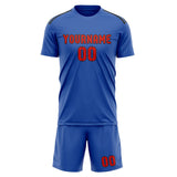 Custom Sky Blue Orange Red Soccer Jersey