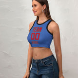 Custom Sky Blue Red Sleeveless Tank Top