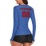 Custom Sky Blue Red Women's Long-Sleeve Shirt