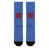 Custom Sky Blue Red Knee-High Sock