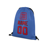 Custom Sky Blue Red Drawstring Bag