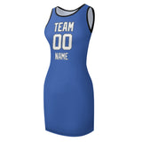 Custom Sky Blue White Sleeveless Vest Dress