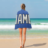 Custom Sky Blue White Beach Towel