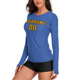 Custom Sky Blue Yellow Women's Long-Sleeve Shirt