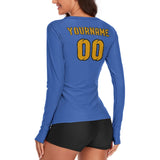 Custom Sky Blue Yellow Women's Long-Sleeve Shirt