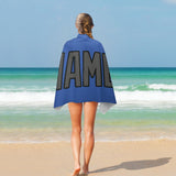 Custom Sky Blue Dark Grey Beach Towel