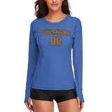Custom Sky Blue Khaki Women's Long-Sleeve Shirt