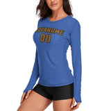 Custom Sky Blue Khaki Women's Long-Sleeve Shirt