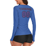 Custom Sky Blue Light Purple Women's Long-Sleeve Shirt