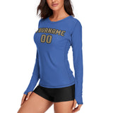 Custom Sky Blue Light Khaki Women's Long-Sleeve Shirt