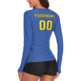 Custom Sky Blue Light Yellow Women's Long-Sleeve Shirt
