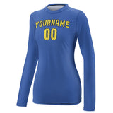 Custom Sky Blue Light Yellow Women's Long-Sleeve Shirt